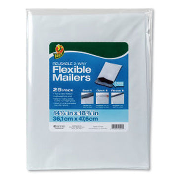 Duck® Reusable 2-way Flexible Mailers, Self-adhesive Closure, 14.25 X 18.75, White, 25-pack freeshipping - TVN Wholesale